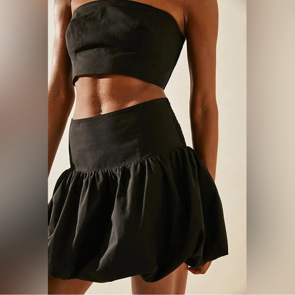 Free People NWOT Lula Bubble Skirt Set Black L
